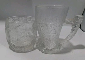 2 tazze di vetro 1993 Flintstones film McDonald's RocDonald's Pre Dawn & Mammoth - Foto 1 di 13