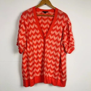 DG2 Damen 100 % Bio-Baumwolle Chevron Streifen Knopfleiste Cardigan Pullover 2X - Bild 1 von 5