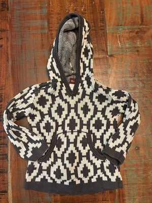 Suéter con Capucha Geométrica Tea Collection Boys XS 2-3 100% Algodón Negro Blanco Foto 1 de 4