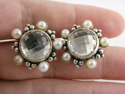 Pendientes Stephen Dweck de plata de ley con perlas y clip de cuarzo facetado 14,8 g Foto 1 de 4