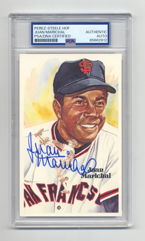 JUAN MARICHAL  AUTOGRAPHED PEREZ STEELE POST CARD  PSA/DNA SLABBED - Image 1 of 1
