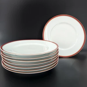 Raynaud Limoges Ceralene Diplomat Dinner Plate Red White Gold 10.75" Set 8 FLAW - Picture 1 of 9
