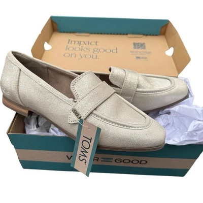 MOCASINES TOMS Champagne de gamuza metálica 7 zapatos planos Lynette nuevos para mujer dorados Foto 1 de 4