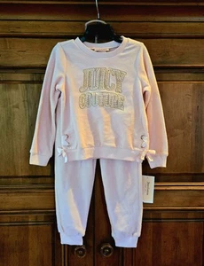 Juicy Couture Girls Size 4T Pink Velour 2 Pc Outfit Sweatshirt Jogger Pants - Picture 1 of 13