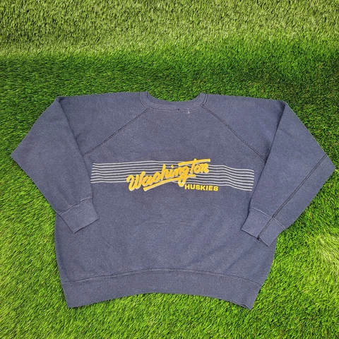Vintage 90s University-of-Washington Huskies Raglan Sweatshirt Womens XL Blue Cover
