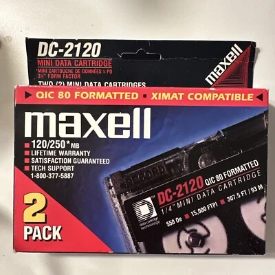 Maxell DC-2120 Mini Data Cartridges Total 4. 120/250 MB.  - Image 1 of 2