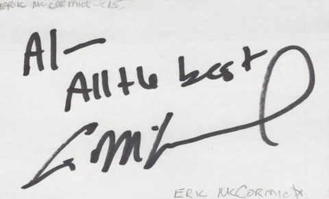 Eric McCormack signed 3x5 card Vintage Cover