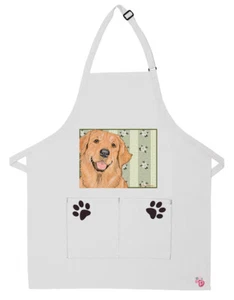 Golden Retriever Dog Apron Two Pocket Bib Apron with Adj Neck - Picture 1 of 1