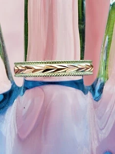 Narrow Hand Crafted Copper Ring~ Shimmering 2Tone Band of Leaves~Copper Healing - Picture 1 of 9