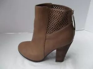 Call it Spring bootie shoe 7.5 brown mesh 4in stacked heel back zip round MINT - Picture 1 of 6