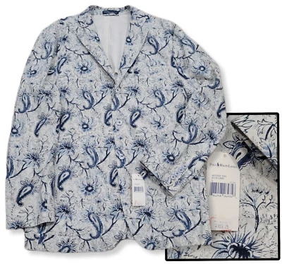 Nueva Chaqueta Deportiva Polo Ralph Lauren Para Hombre Azul Lago Paisley Talla Grande Foto 1 de 4