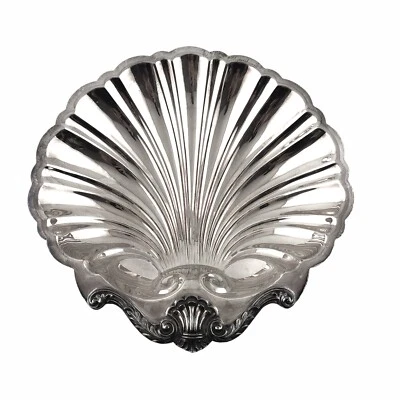 Sheffield Plate Silver Plate Shell Camarón Bowl Patas 10 3/4 Foto 1 de 4