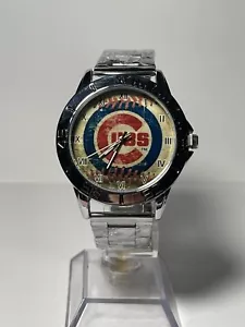 Orologio Chicago Cubs Squadra di Baseball Logo Uomo Acciaio Inox Argento NUOVO - Foto 1 di 8