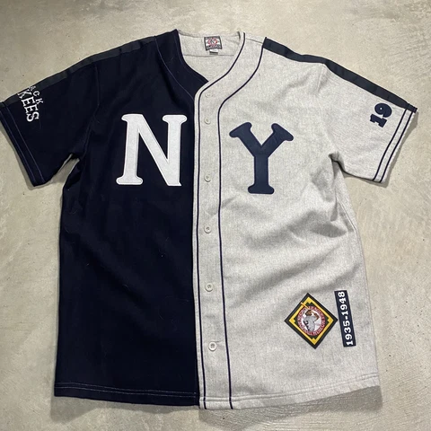 VTG Negro League NEW YORK BLACK YANKEES Jersey Shirt sz LARGE Black Ball Classic Cover