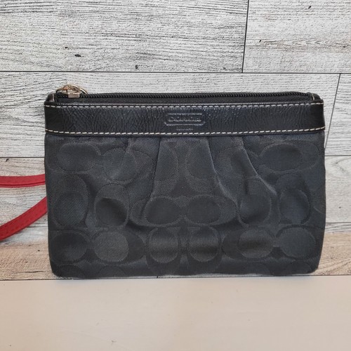 Polsino Coach Signature C nero tela pelle plissettato zip superiore cinturino generico