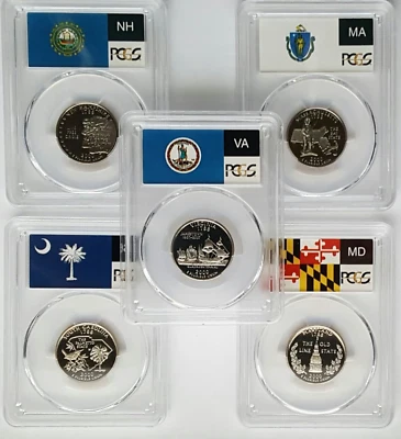 2000-S  Clad  Proof State Quarter Set ( 5 Coins) PCGS PR70 DCAM-State Flag - Image 1 of 4