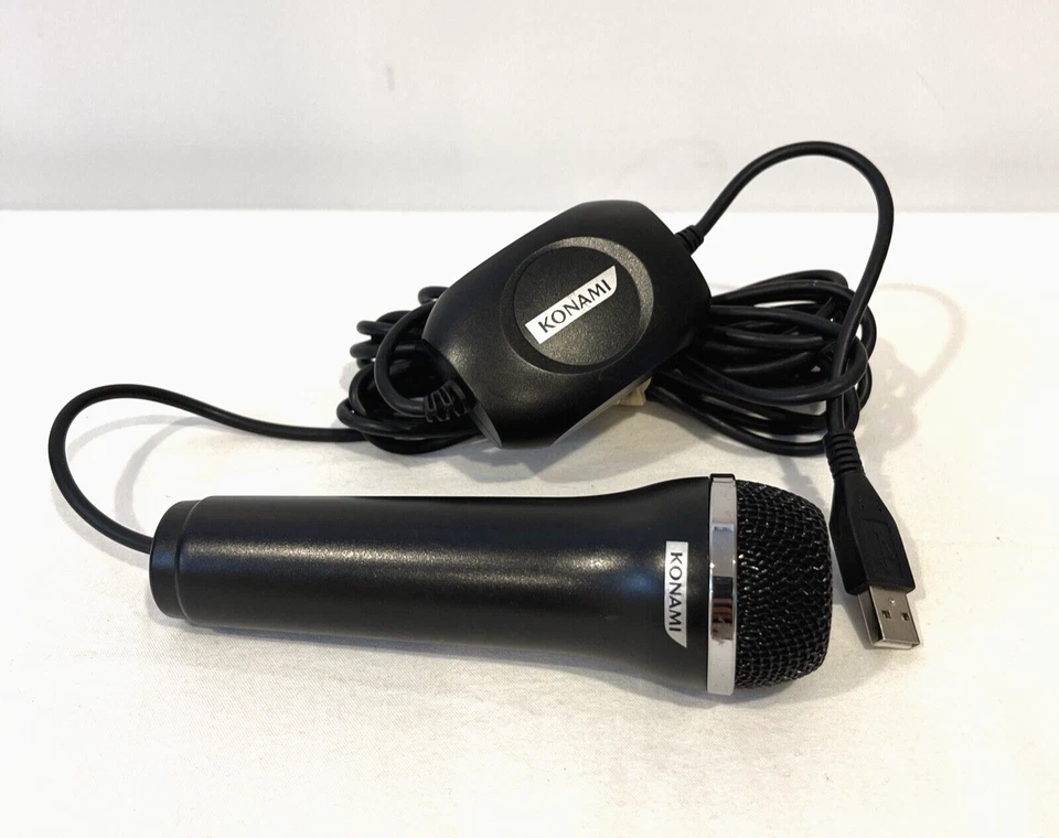KONAMI BLACK WIRED MICROPHONE PS2 PS3 WII XBOX 360 USB ROCK BAND RAPSTAR A-0234A - Image 1 of 4