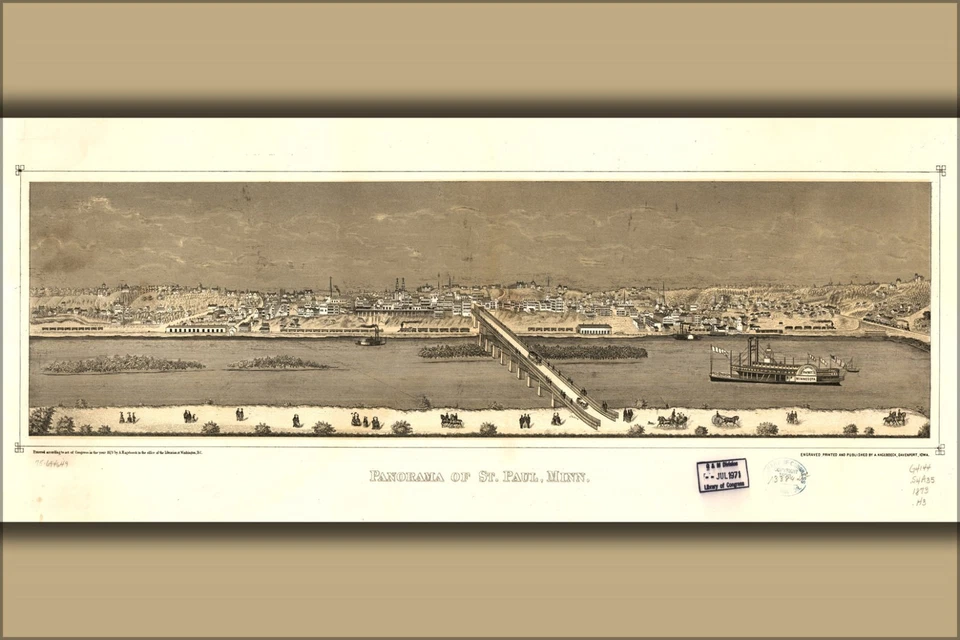 Poster, Many Sizes; Panorama Map St. Paul Minnesota 1873 - Image 1 of 1