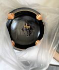 New Phillips &amp; King Villager 4 Cigar 7&quot; x 2.5&quot; Creamic Ashtray Black &amp; Gold