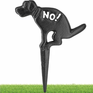 No Pooping Naughty Dog Black Yard Sign with Stake for Outdoor Lawn and Garden - Picture 1 of 12