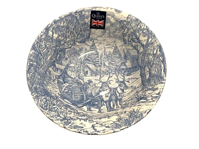 Cuenco para servir Queens Churchill Santa azul borde giratorio 9,5" INGLATERRA Foto 1 de 4