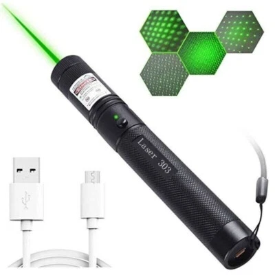 Green Laser Pointer Pen 1000Miles USB Rechargable Torche Beam Lazer Pen UK