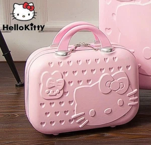 Sanrio Hello Kitty Cosmetic Case Hardshell Makeup Toiletry Lockable Suitcase Bag - Picture 1 of 18