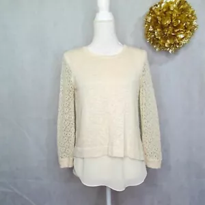 Camicetta maglione panna a strati in maglia marca Lucky S - Foto 1 di 8