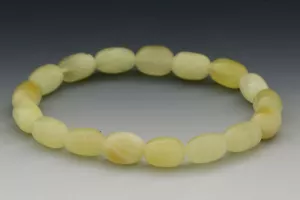 White Butter Olive Beads Genuine Baltic Amber Stretch Bracelet 4.3g b150820-9 - Picture 1 of 2