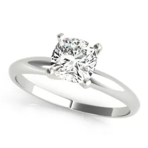1.00 Carat Genuine Lab Grown Cushion Diamond Ring in Gold G VS2 CERTIFIED - Picture 1 of 12