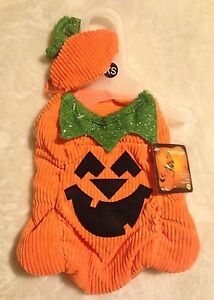 Pumpkin Dog Costume w/ Stem Hat - XS or S - Adjustable - Halloween - NWT