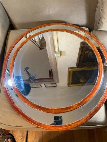 Circular Two Layered Wood Framed Mirror - 25.0" W x 25.5" L x 2.0" D Cover