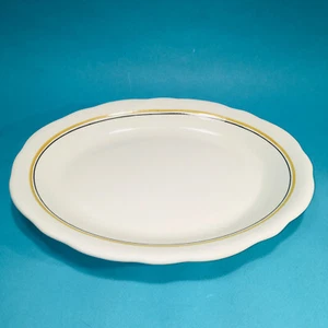 BUFFALO CHINA 9 1/2” Platter Plate Scalloped Gold Stripe Rim USA Restaurant Ware - Picture 1 of 6