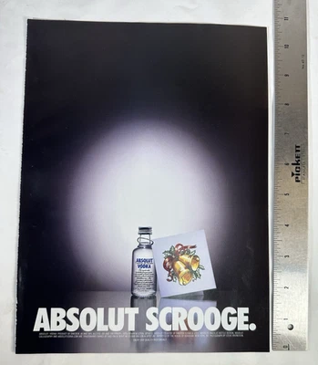 Vintage 1992 Absolut Vodka Scrooge Christmas Magazine Print Advertisement - Image 1 of 2