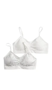 Maidendform Girl Set of 2 White Silver Graphic Training Bra Style 4350 Medium - Picture 1 of 1