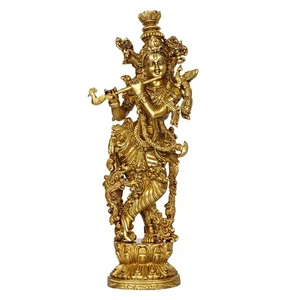 Statua dio idolo Krishna in ottone per buona fortuna decorazione casa festa della poa regalo 14 in - Foto 1 di 5