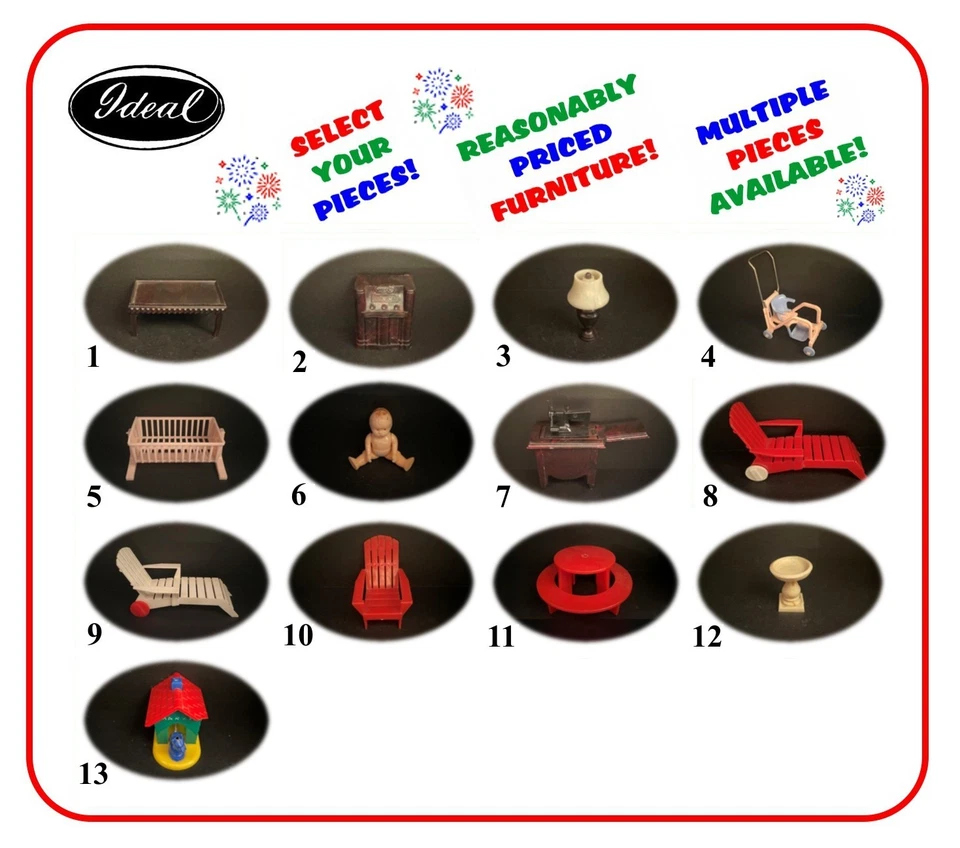 Vintage IDEAL 3/4" scale hard plastic Dollhouse Furniture - Image 1 of 1