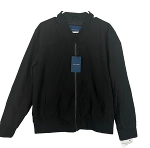 COLE HAAN Bomber Jacket Mens Size Medium Black FLAWS - Picture 1 of 9