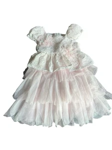 Isabella & Chloe Pink White Lace Tulle Dress Flower Girl 2T - Picture 1 of 6