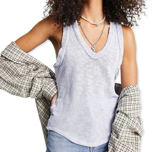 Free People L Large We The Free People Slim N Simple Tank Blu Ispessito Slub - Foto 1 di 6