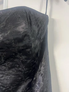 Jessica McClintock Gunne Sax Black Floral Satin Maxi Gown Dress Size 10 - Picture 1 of 5