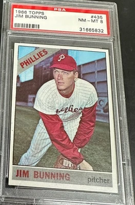 1966 Topps #435 Jim Bunning Phillies Salón de la fama PSA 8 como nuevo/como nuevo Foto 1 de 2