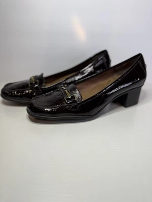 Aerosoles Shoes Womens 8.5 M Cinterfield Loafers Slip On Heels Brown Leather - Image 1 of 4