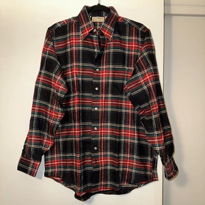 L.L. Bean Vintage Medium Collared Button Down LS Plaid Flannel Mens Shirt EUC - Picture 1 of 13