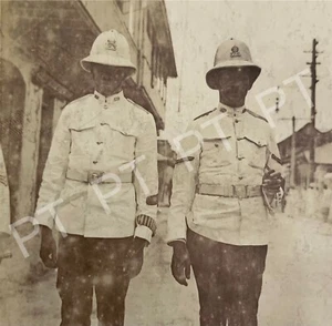 Antique Vtg RPPC Handsome Black Military Men in White Uniform 1920s Street - Picture 1 of 4