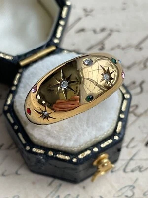 Hermoso anillo Starburst estilo patrimonio vintage ¡Hermosas piedras! WOW! ¡¡Talla 7!!! Foto 1 de 4