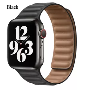 Magnetic Leather Band For Apple Watch Ultra Series 10 9 8 7 6 SE 5 4 3 2 1 Strap - Picture 1 of 20