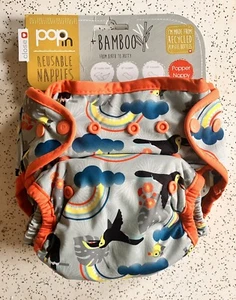 BAMBOO POP IN REUSABLE NAPPY POPPER FASTENING BIRTH TO POTTY NEW TOUCAN DESIGN - Picture 1 of 9