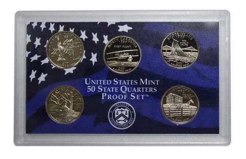2001 Proof State Quarter Set Gem DCAM (Clad) - No Box or COA - 5 Coins Cover