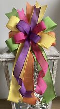 10" Handmade Spring/Easter Wired Wreath Bow -  Spring Print Bow